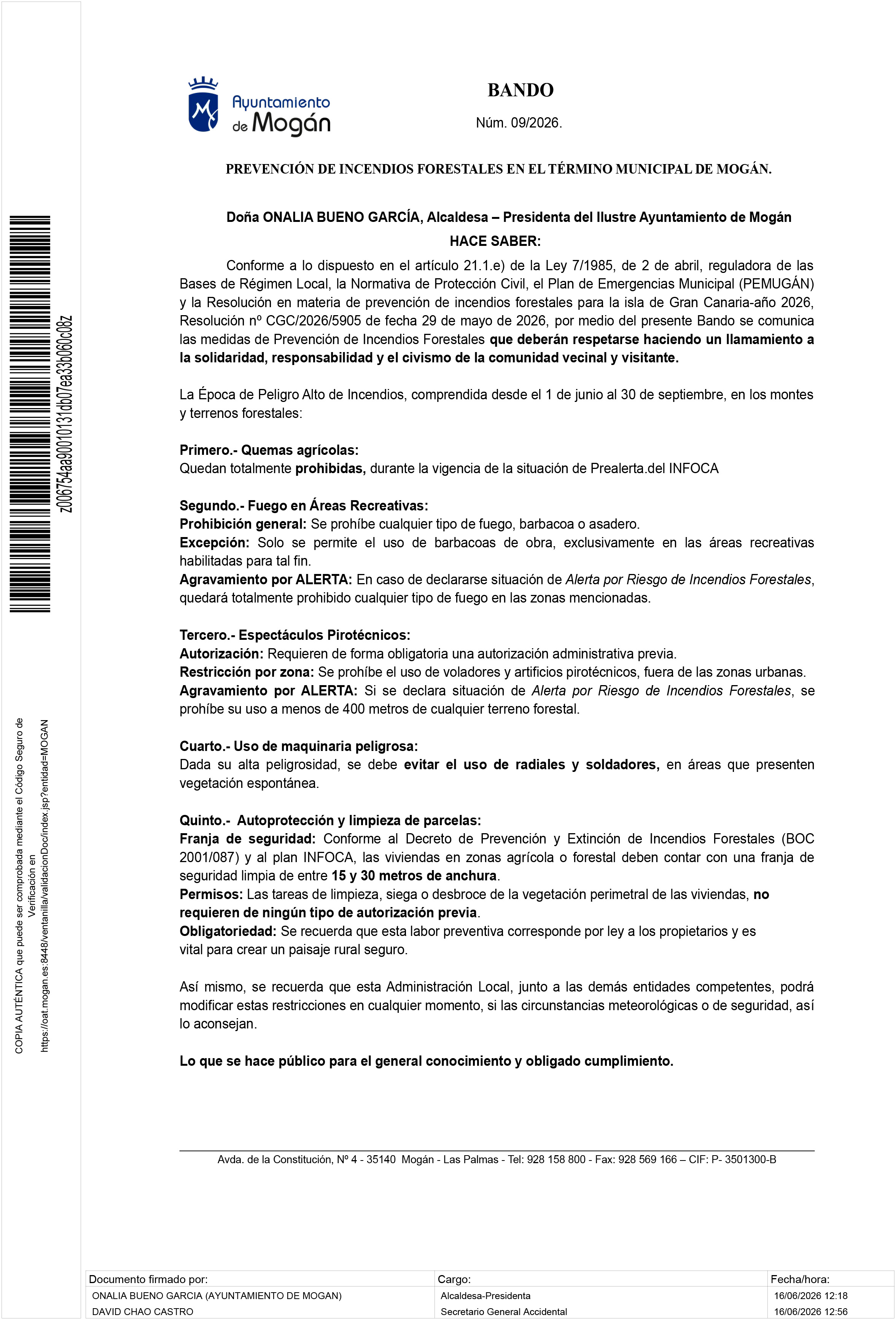 Bando de prevención de incendios forestales en Mogán - 001