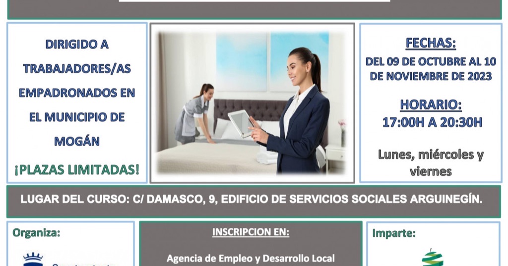 La Agencia de Empleo de Mogán ofrece nuevos cursos gratuitos en octubre